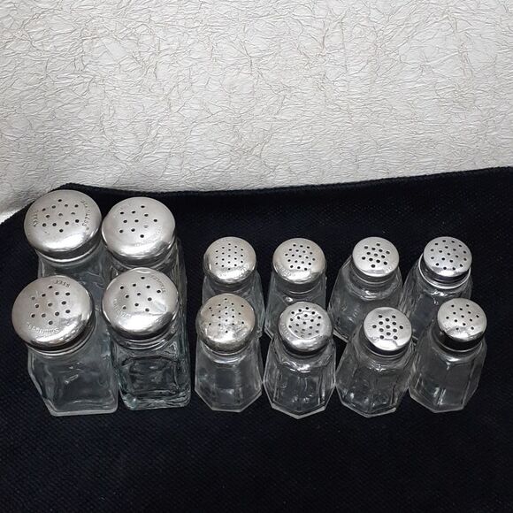 Vintage 12 pc. salt & pepper shakers square diner/Hazel Atlas, 1960's - Picture 2 of 9